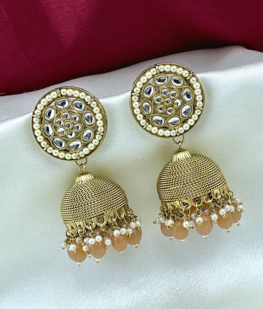Flipkartcom  Buy Orbis Big Jhumka Earrings  Studs Brown Beads Alloy  Jhumki Earring Online at Best Prices in India