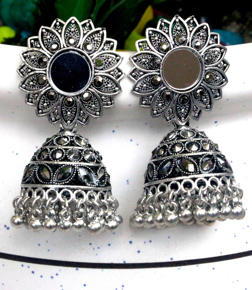 Abhinn Silver Oxidised Parrot Design Dangler Earrings Ghungroo For Women   Oyeshop