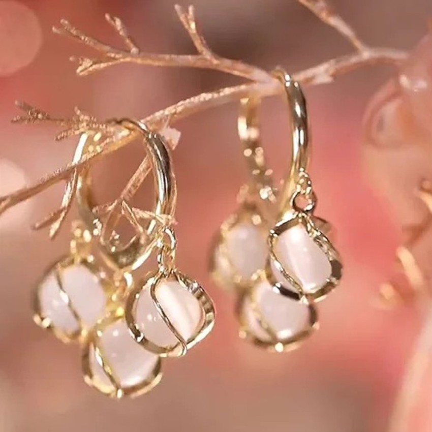 15% OFF on shre jewellery Designer baby pink golden stone hanging earrings  Copper Drops & Danglers on Flipkart | PaisaWapas.com
