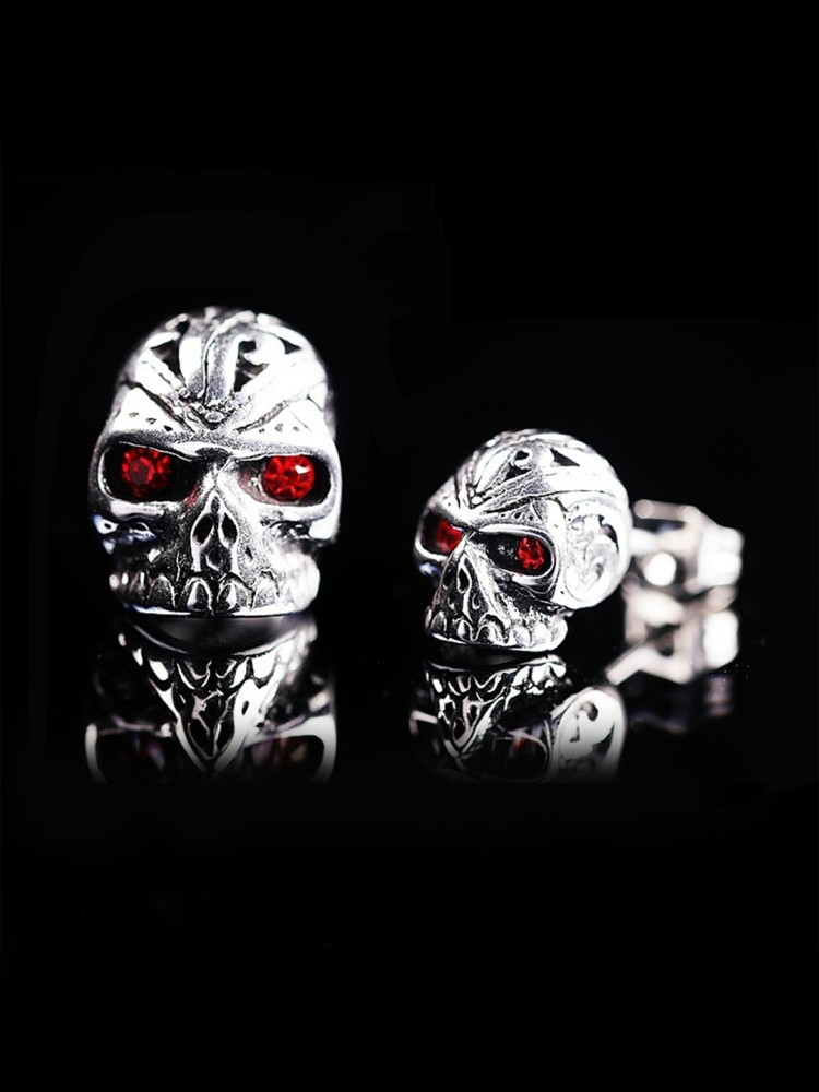 Buy OOMPH Jewellery Pair of Stainless Steel Punk Skull Stud Earrings for Men   Boys EOIS11R3 at Amazonin