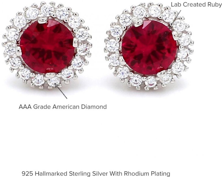 Buy heart ruby earrings for women in pure silver online