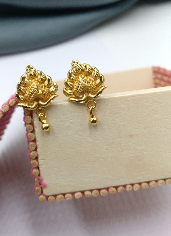 One Gram Gold Plated Earrings  Forming Earrings Back Screw Fancy Party  Wear Copper Stud Earring Price in India  Buy One Gram Gold Plated Earrings   Forming Earrings Back Screw Fancy