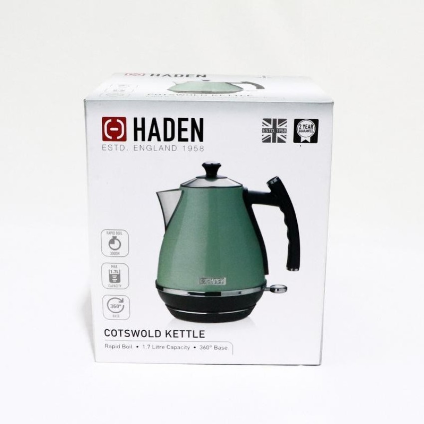 Haden Cotswold 1.7 Liter Stainless Steel Electric Tea Kettle Sage Green