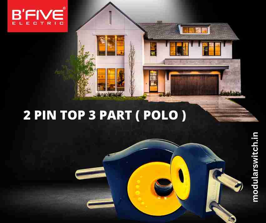 b five 2 pin top polo Plastic Plug Top 240V 6A Pack of 5 Two Pin