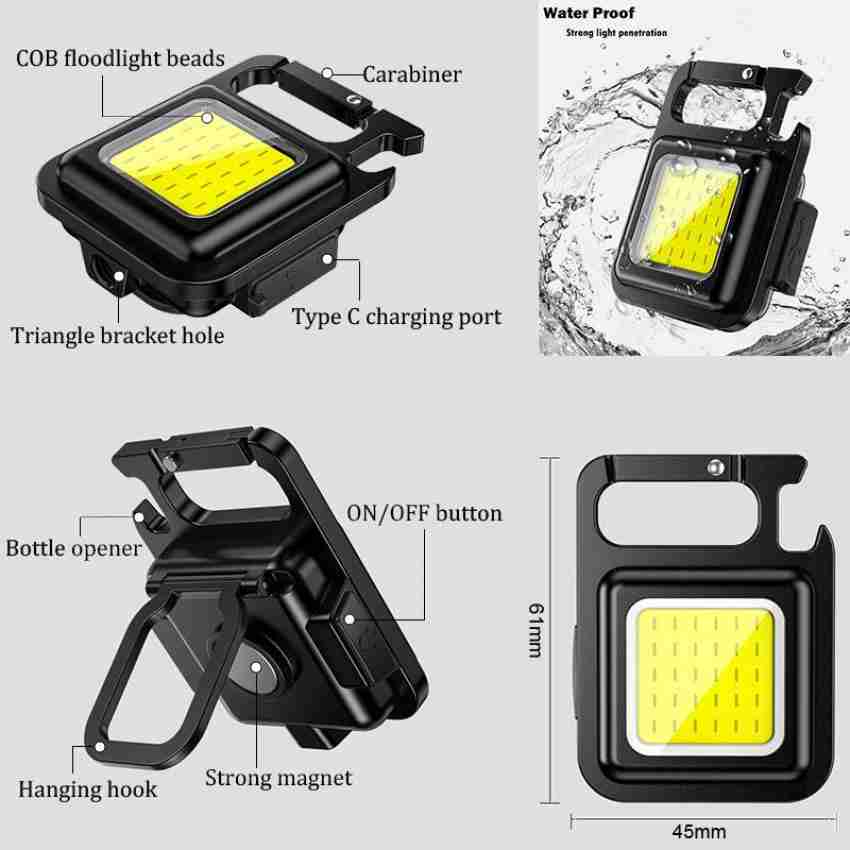 800LM COB Keychain Work Light Rechargeable Mini LED Flashlightht