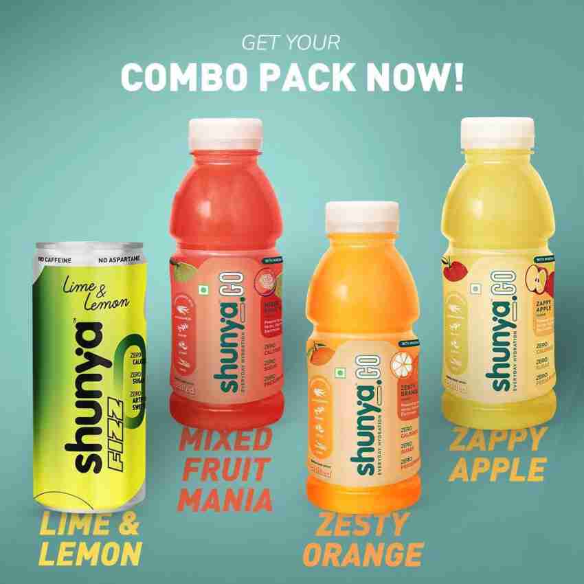shunya Go + Fizz Lime & Lemon Combo|Sugar Free Flavoured Drink