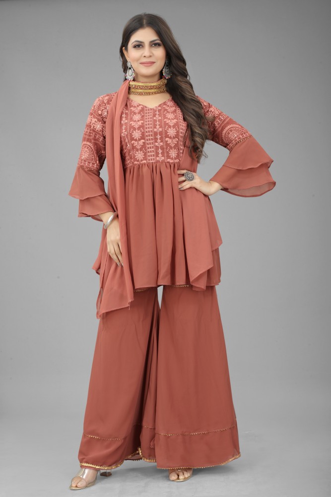 Buy Indya Hot Pink Tiered Sharara Pant for Womens Online  Tata CLiQ