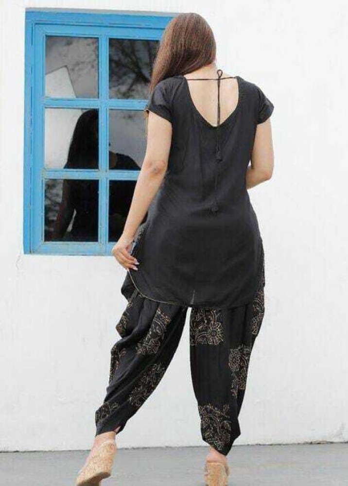 PATRORNA Black Shirt With Dhoti Pants