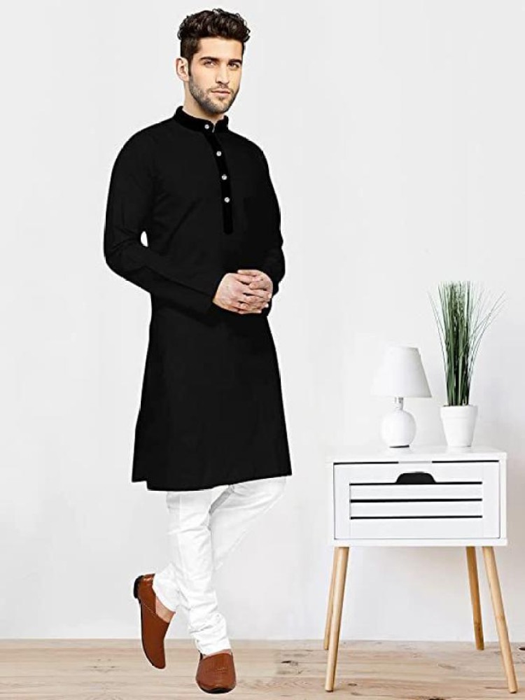 Buy White Embroidered Cotton Kurta with Black Pants  Set of 2   BNW017PSKY5  The loom