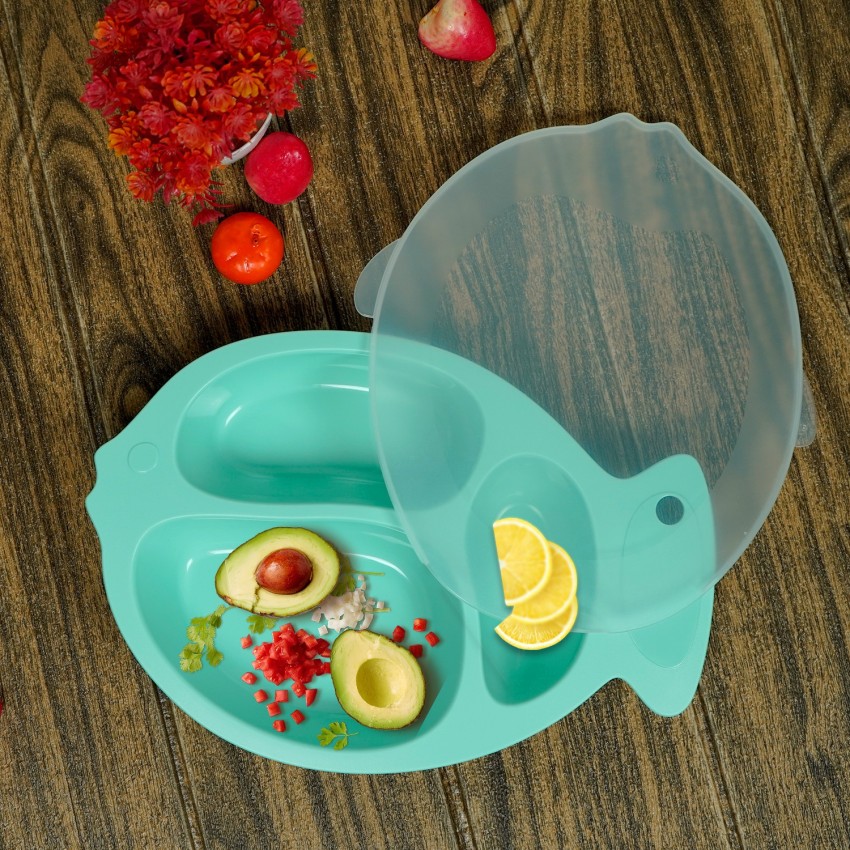 1pc Children's Fish Shaped Divided Pp Plate Suitable For Baby Feeding  Utensils