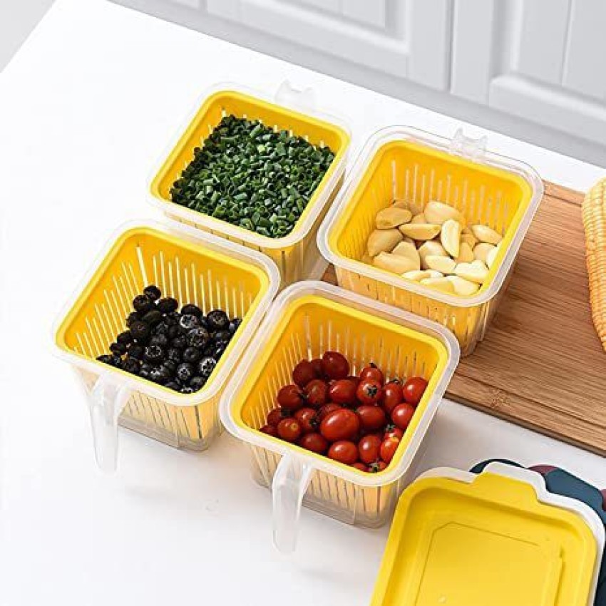 food storage container with removable drain plate and lid fridge