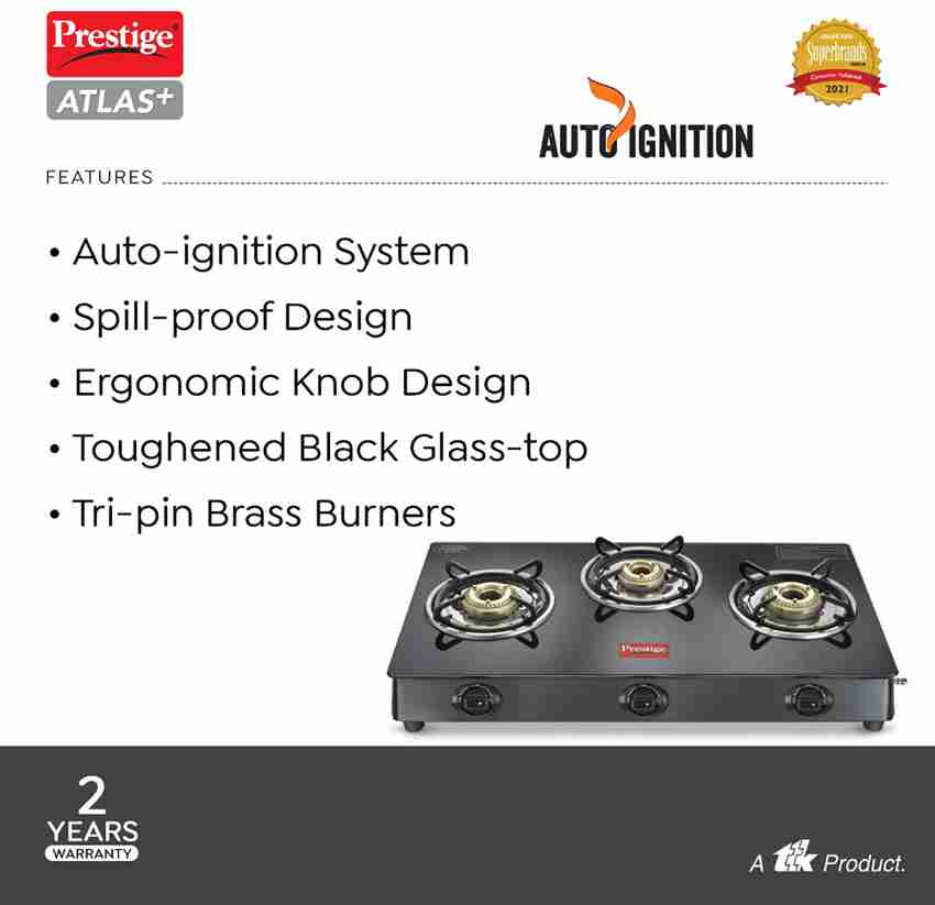 prestige 3 brass burner gas stove