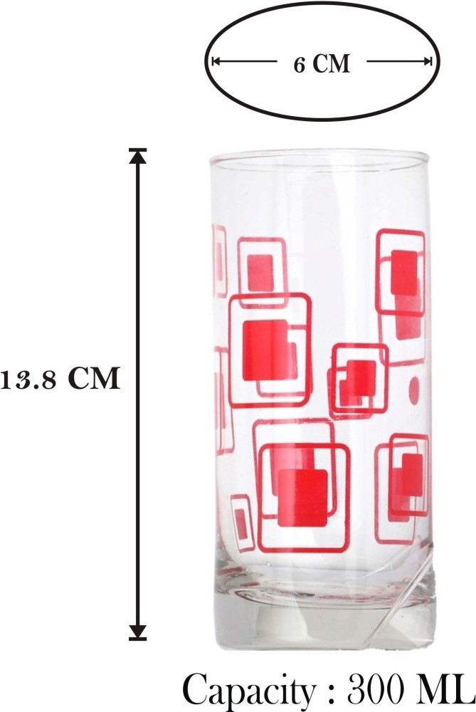 Set of 6 Square Printed Water Glasses