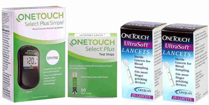 OneTouch Select Plus Simple Glucometer, FREE 10 Strips + 10