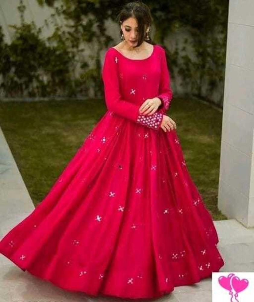 Scakhi Maxi Dresses  Buy Scakhi Red Raw Silk Floral Print Embelished Anarkali  Gown Online  Nykaa Fashion