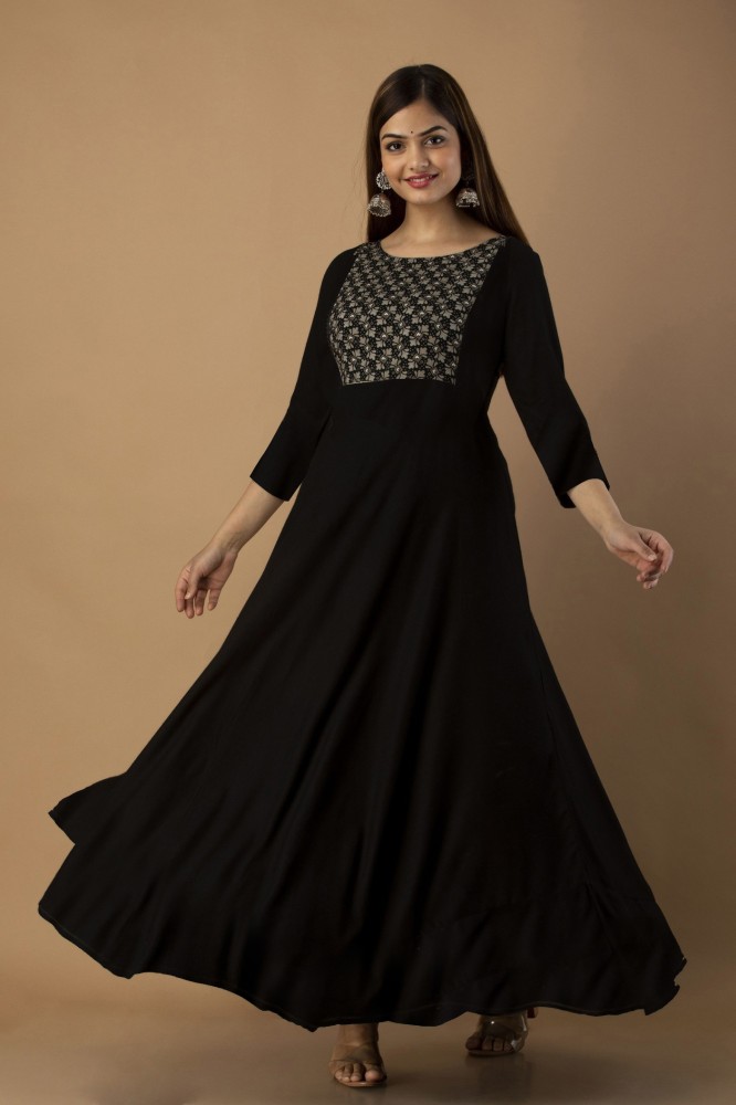 Buy Color Bucket Black Net Embroidered Semi Stitched Anarkali Gown Free  Size Online at Best Prices in India  JioMart