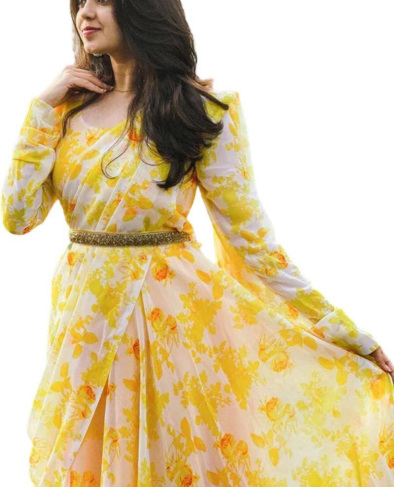 WWFashion Women Gown Yellow Dress - Buy WWFashion Women Gown Yellow Dress  Online at Best Prices in India | Flipkart.com