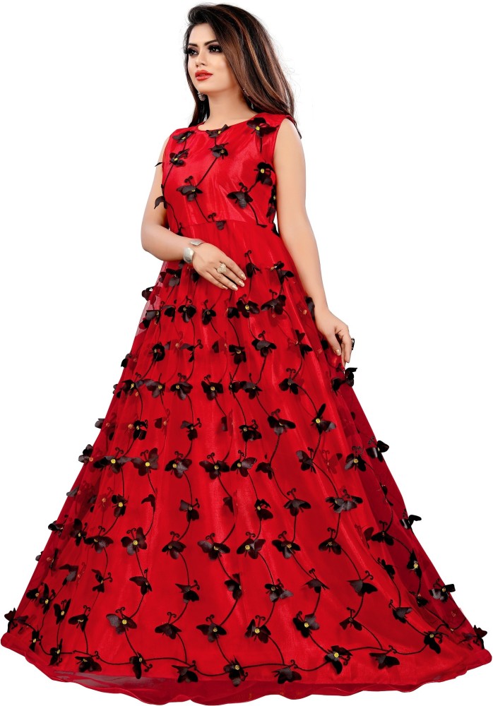 Red Black Half n Half Dress  Pastelshades