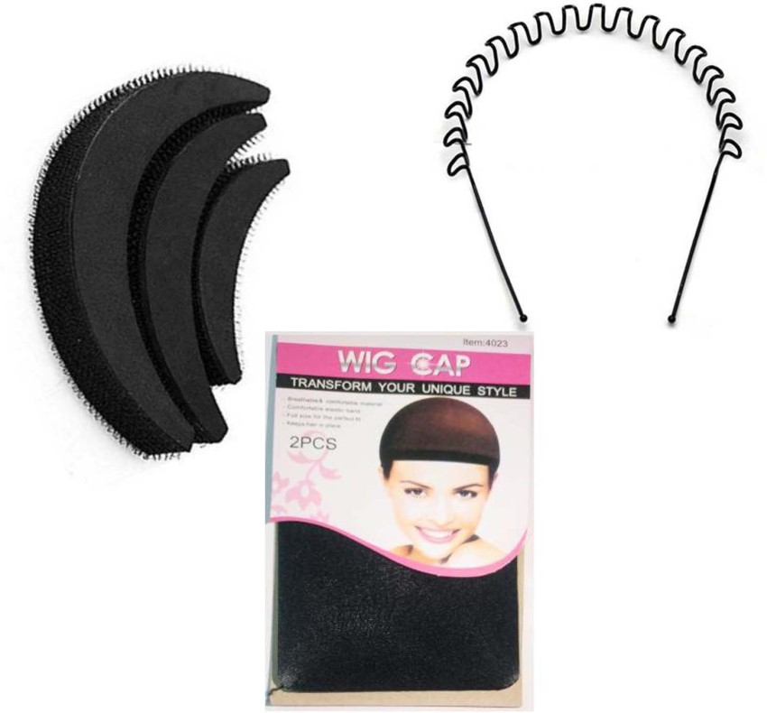 GADINFASHION Black Synthetic and Metal Womens Hair Puff Maker with Zig Zag Hair  Band Pack of 2  JioMart