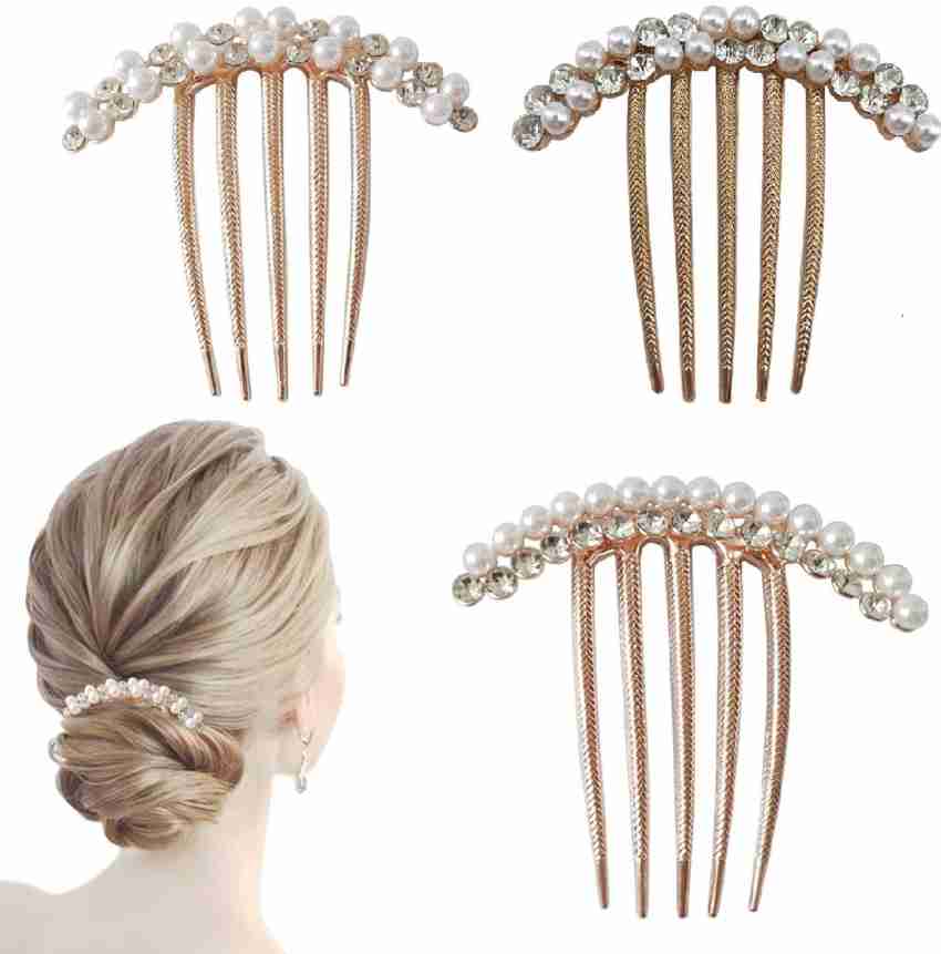Hair bun accessories Comb juda hair clip rhinostone PACK OF 12 PCS