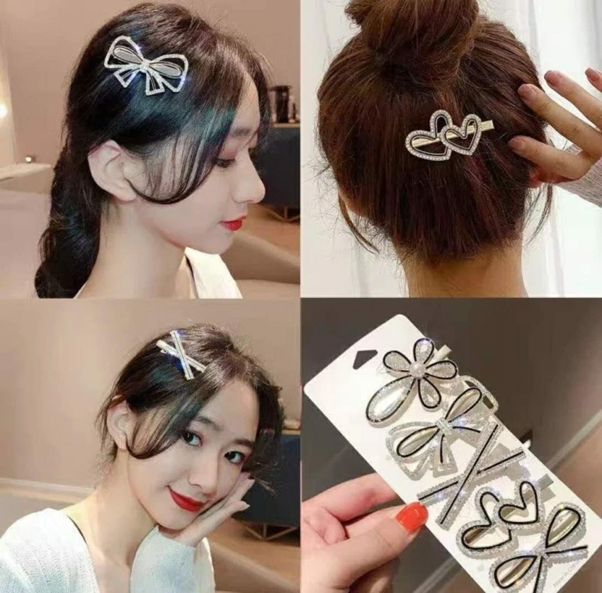 Satin Fabric Hair Bands, Rhinestone Hairpin Duckbill Clip, Double Bangs  Hair Clips Braided Hairstyle Hairpin,Sparkling Crystal Stone Braided Hair  Clip (Ink blue grey*1pc) by Lcmei - Shop Online for Beauty in New