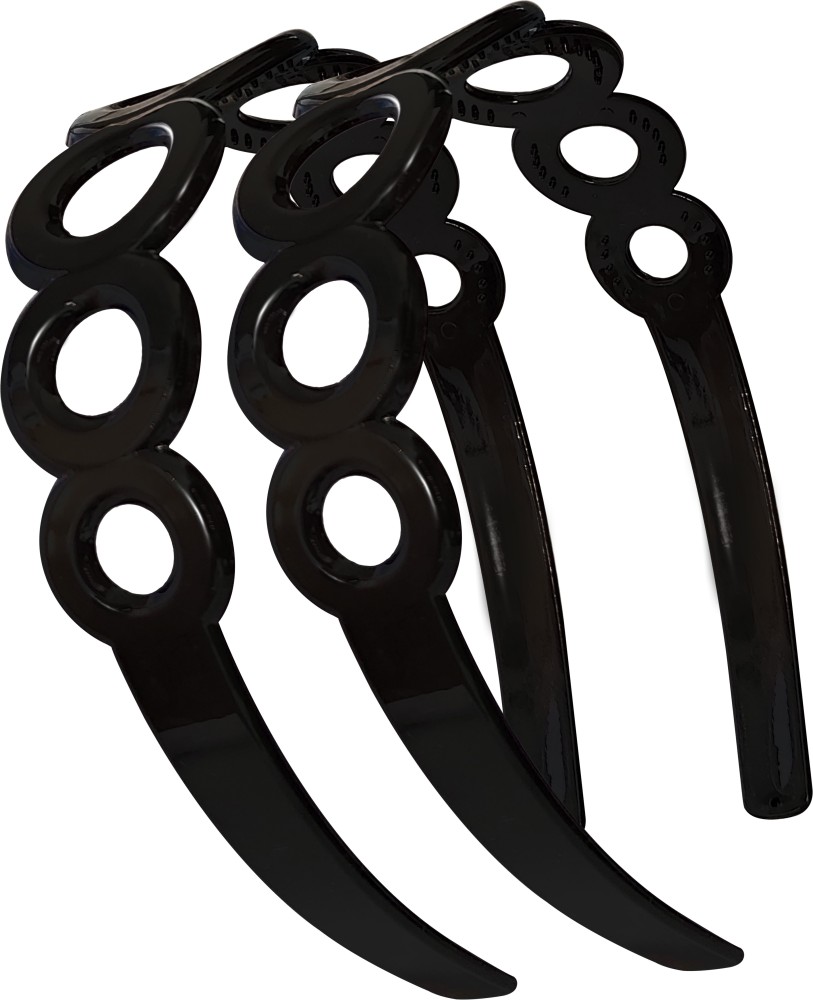 Pack of 3 black slim headbands plastic alice hair bands