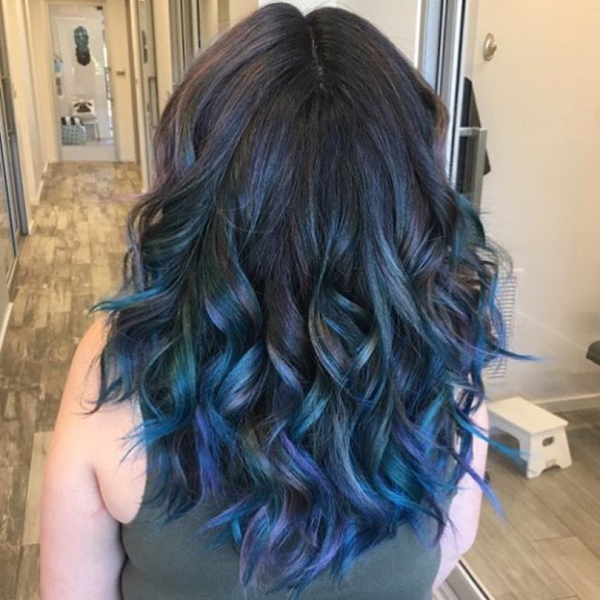 dark brown and blue ombre