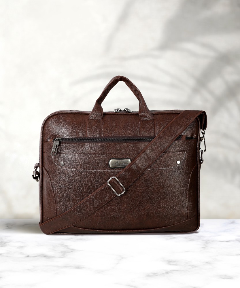 Buy Goldstar Brown Genuine Leather Laptop Bag - 30 L Online at