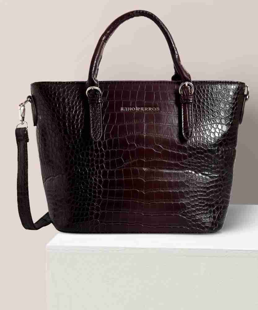 Buy LINO PERROS Womens Tan Croco Coloured Laptop Bag