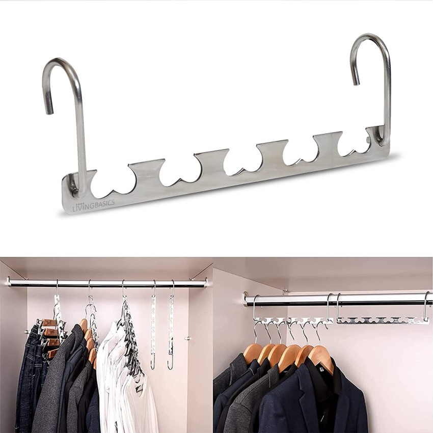 Magic Clothing Sturdy Metal Hangers Wardrobe Closet Organizer Space Saving  Hanger Pack of 6 Cascading Hangers