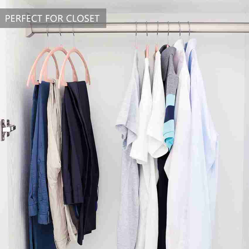 1pc 4-fold Velvet Pants Hanger, Velvet Clothes Hanger, Non-slip Space  Saving Pants Hanger