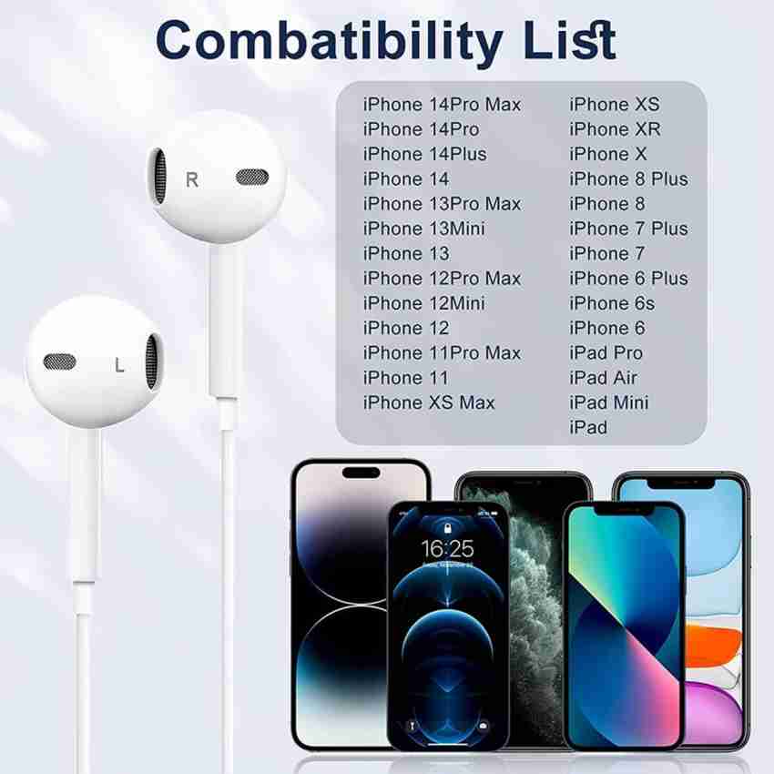 Wired Headphones Earbuds, Ear Buds with Built-in Mic and Headphone Jack Cable Corded Ear Phones Compatible with iPhone 141312 ProSe11 ProX8 Plus