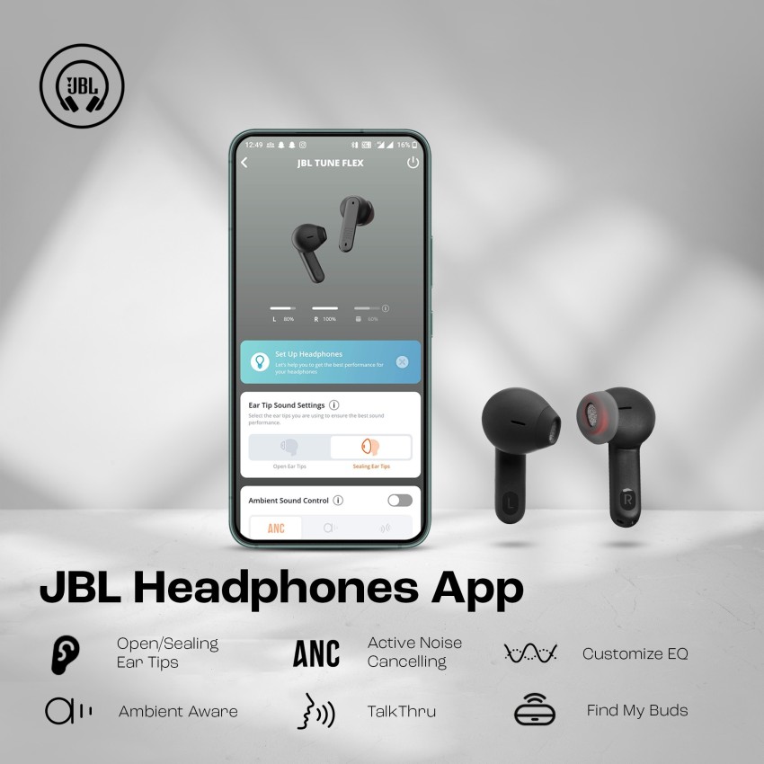 JBL Flex TWS with ANC, Customizable Eartips, 32H Playtime, JBL App Bluetooth Headset Price in India - Buy JBL Tune Flex TWS with ANC, Customizable Eartips, 32H Playtime, JBL App