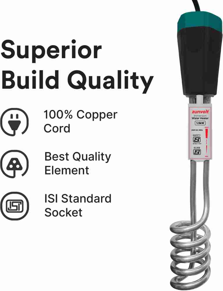 ZunVolt Shockproof 1500 W Immersion Heater Rod Price in India - Buy ZunVolt  Shockproof 1500 W Immersion Heater Rod online at Flipkart.com