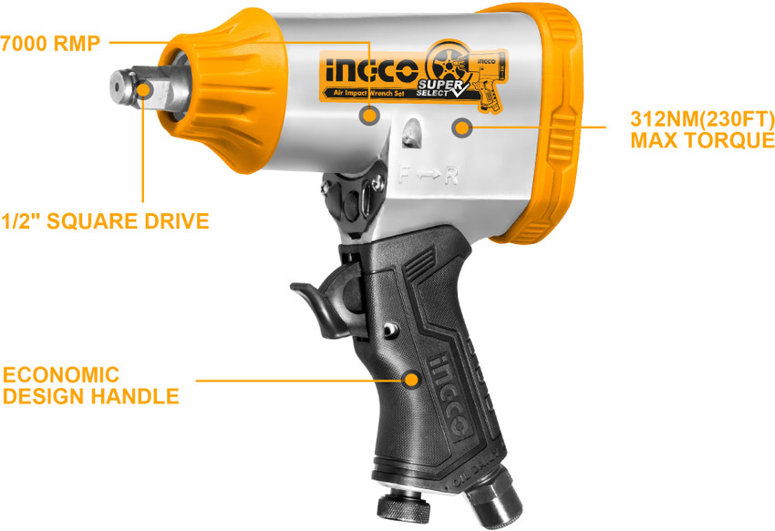 Ingco Air Impact Wrench Set 1 2 Inch Drive 90psi Pneumatic 46 Off