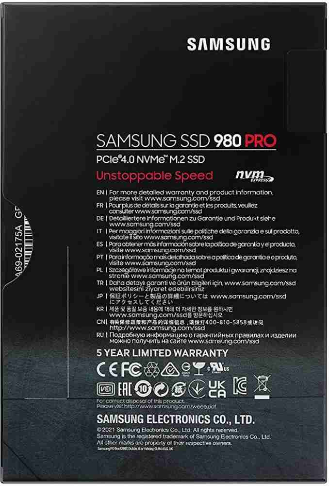 Disque SSD 1 To Gen.4 NVMe Samsung M.2 980 PRO MZ-V8P1T0BW