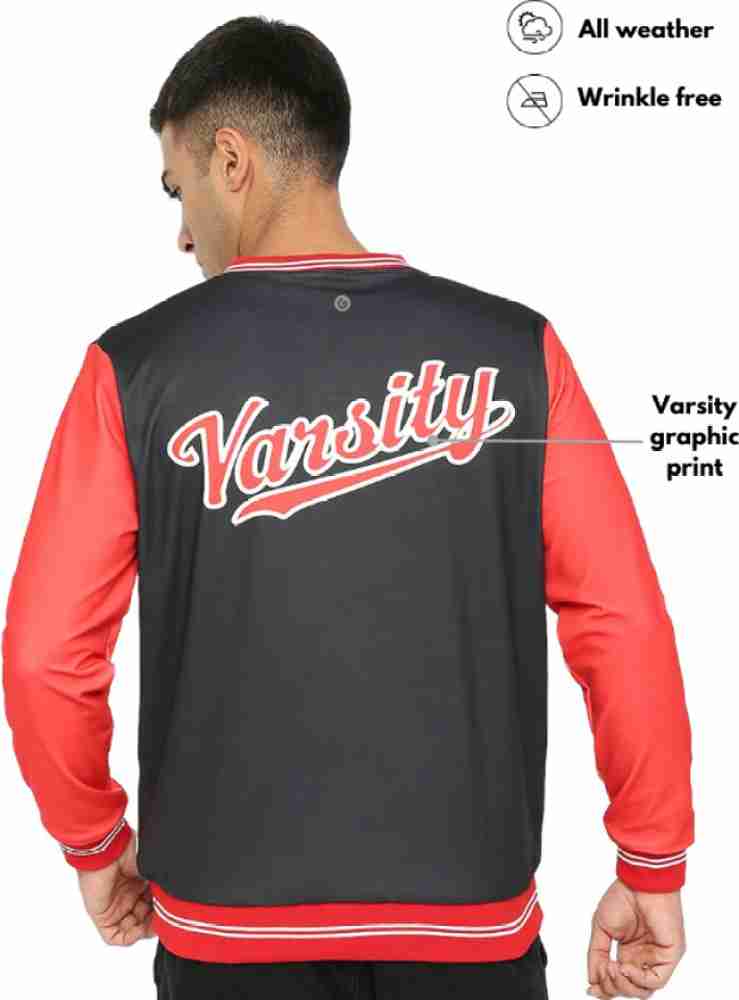 Buy TeesTheDay Unisex Varsity Bomber Jacket Black For Men And Women (S) at