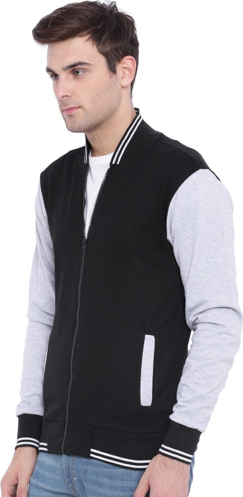 Buy Campus Sutra Men Black Solid Varsity Jacket - Jackets for Men 2056288