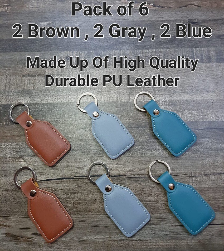 Genuine Leather Keychain Key Holder Ring with 6 Hooks Snap Closure