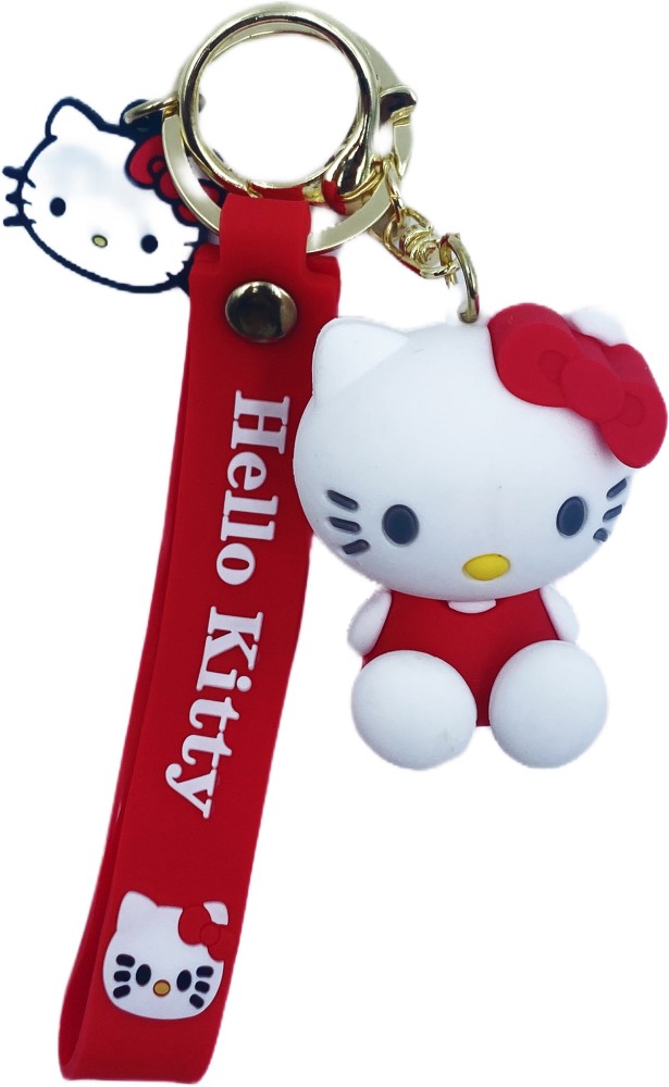 White & Red Kawaii Cat Keychain (1.0)