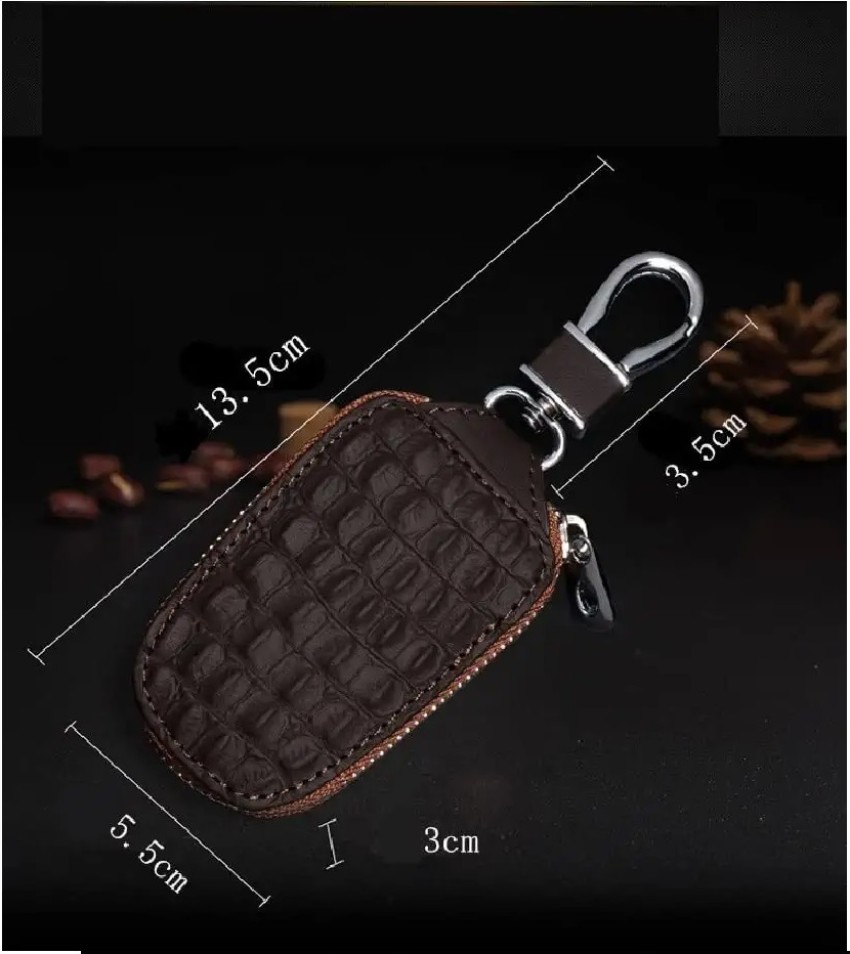 Genuine Leather Car Key Holder Zipper Keychain