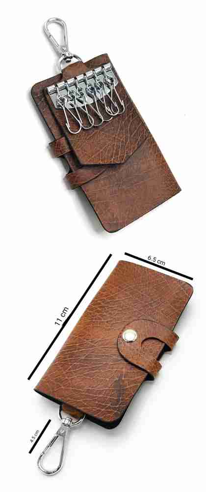 Men's leather key holder with 6 key brown