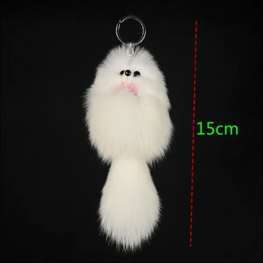 1pc Women's Leopard Print Fur Ball Keychain For Car And Bag