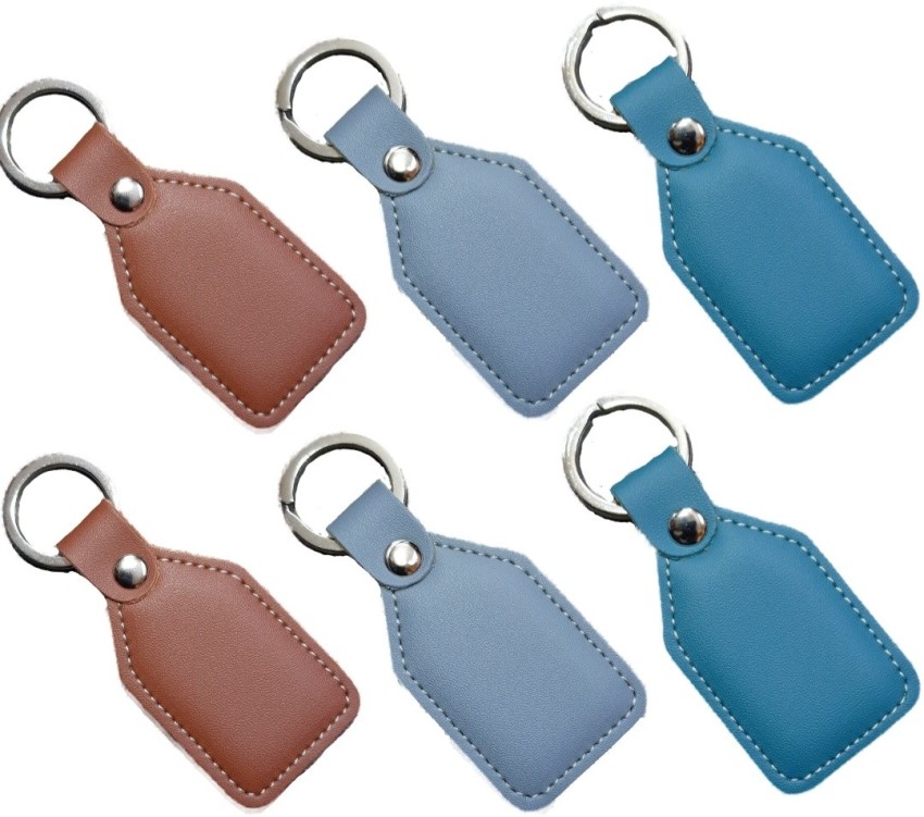 Giftana Brown Leather Keychain for Men Women/ Key Ring Fob Hook Metal Keychain Holder for Bikes Car, Vegan Leather Keychain for House and Bike, Key