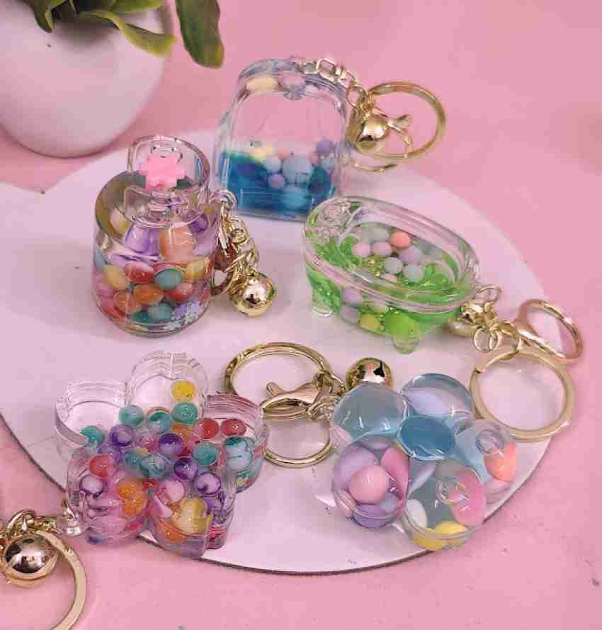 Amanvani Unique Shape Water Glitter Keychain For Girls | Cartoon Keyring For Kids Key Chain