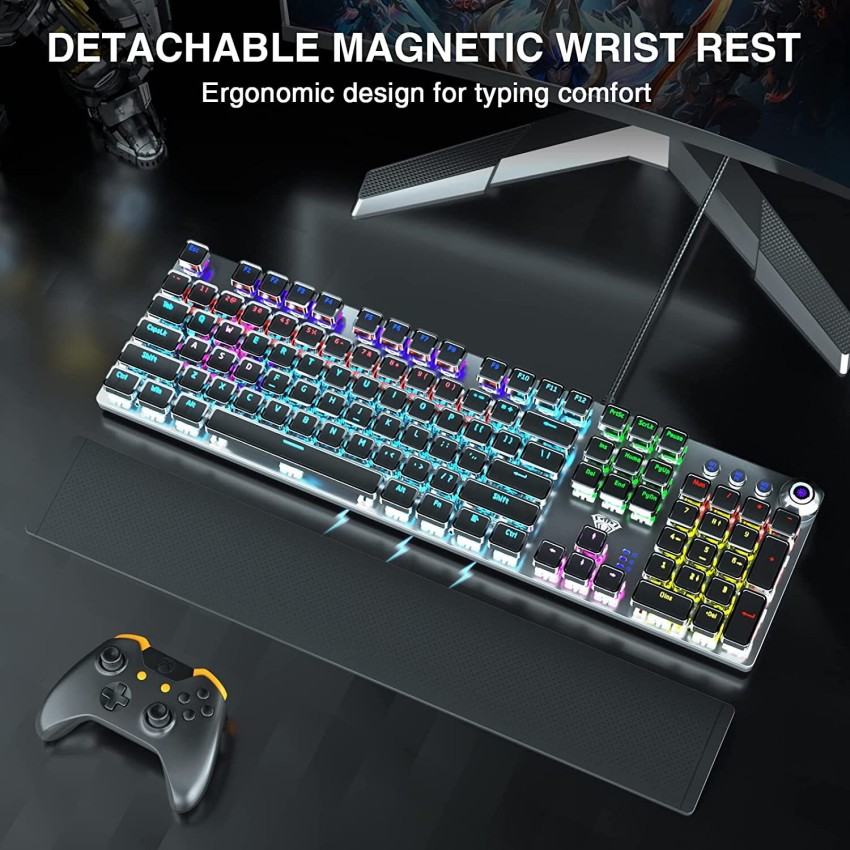 RPM Euro Games Gaming Keyboard with Backlit RGB, with Wrist Support