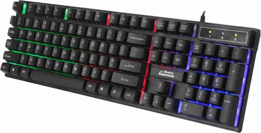 RPM Euro Games Gaming Keyboard - Normal / 7 Color LED Illuminated & Spill  Proof Keys Membrane Wired USB Gaming Keyboard