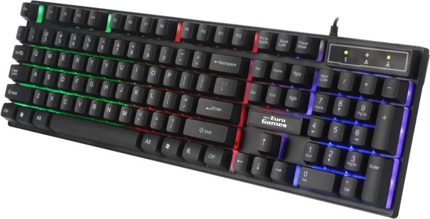 Renewed) RPM Euro Games Gaming Keyboard Wired 7 Color LED Illuminated &  Spill Proof Keys, Black, Medium - Price History