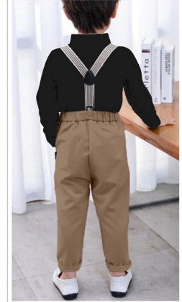 Pinamoni Exclusive kids party wear shirt pant with suspenders and bow tie