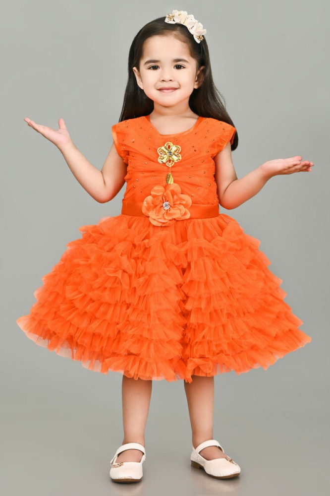 Orange New Designer Fancy Baby Dress Set Of 4 pcs Catalog
